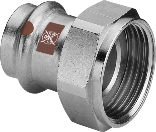 Viega Temponox inox 2-delige koppeling met losse moer vlak dichtend FF 35 x 6/4 F - niet geschikt voor drinkwater 811402