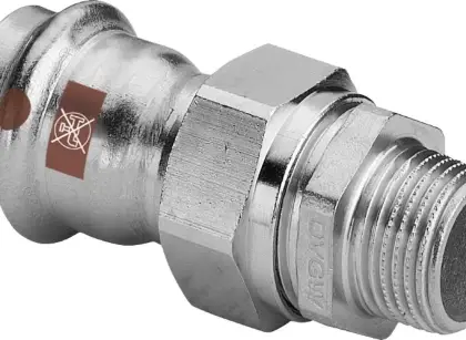 Viega 812102 Viega Temponox inox 3-delige koppeling vlakdichtend MF 28 x 4/4 M - niet geschikt voor drinkwater