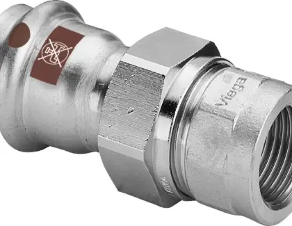 Viega 812188 Viega Temponox inox 3-delige koppeling vlakdichtend FF 28 x 4/4 F - niet geschikt voor drinkwater