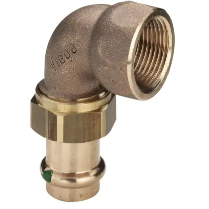 Viega Pers-3-delige kniekoppeling brons 22 x 3/4" F (drink)water Viega Profipress Koper 2255 122614
