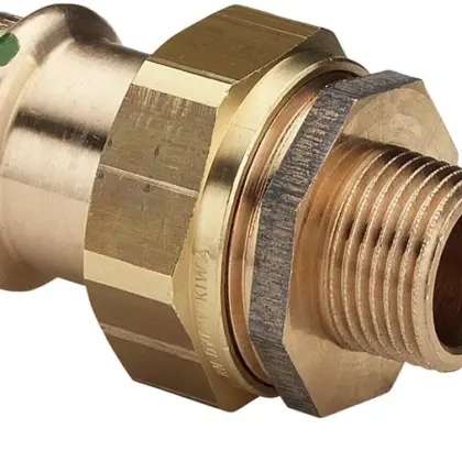 Viega Pers-3-delige koppeling brons 22 x 3/4" M (drink)water Viega Profipress Koper 2265 119133