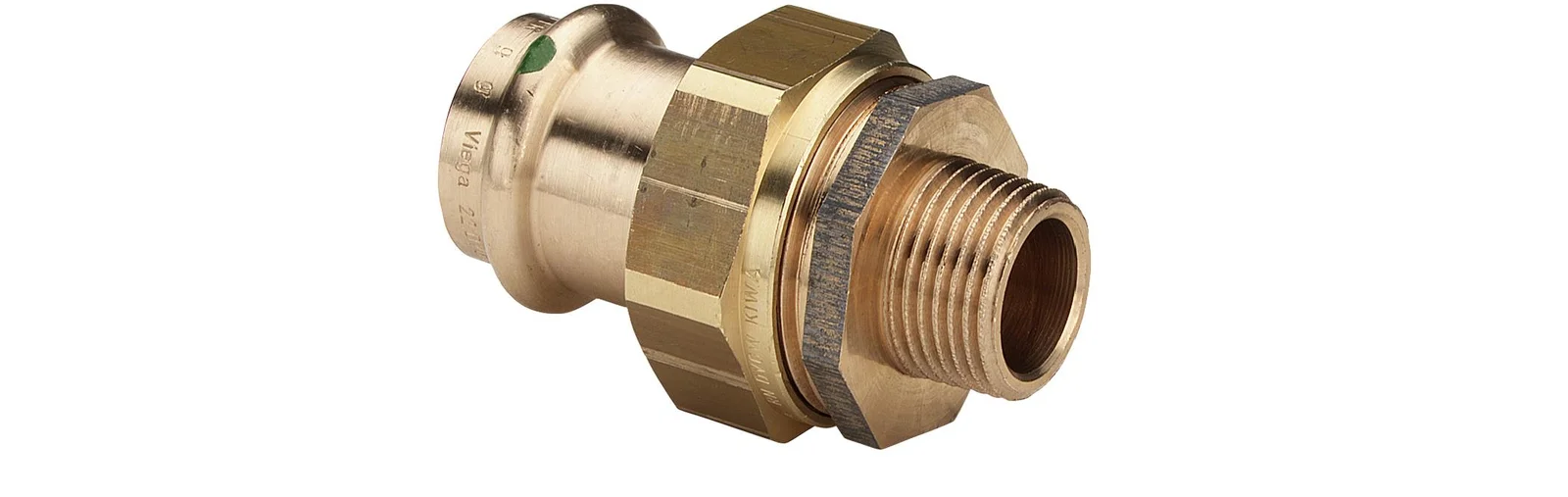 Viega Pers-3-delige koppeling brons 22 x 3/4" M (drink)water Viega Profipress Koper 2265 119133