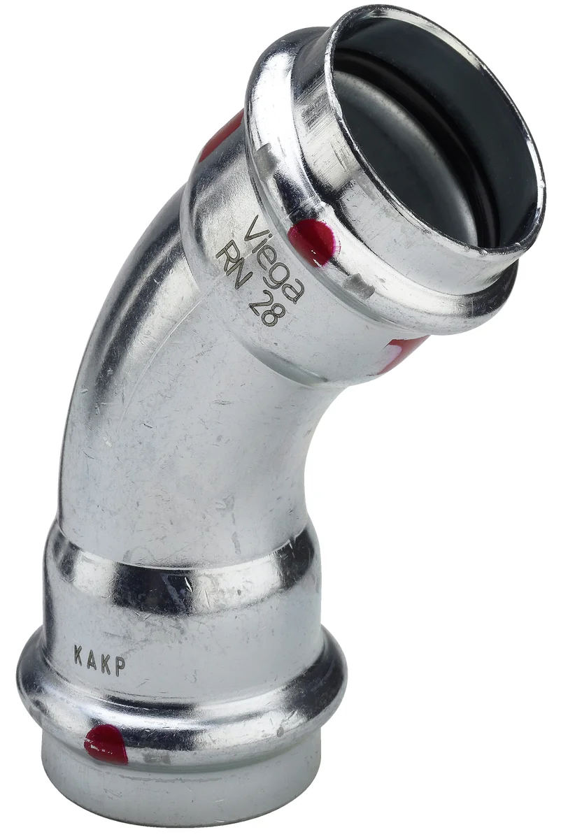 Viega Persbocht staal 35mm FF 45° verwarming Viega Prestabo 1126 558307