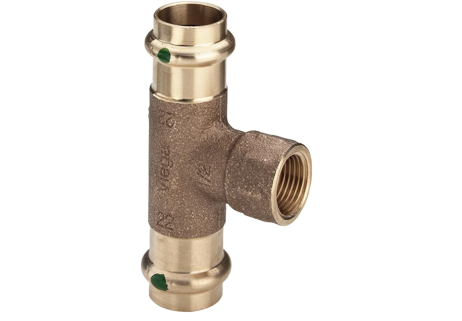 Viega Persovergangs-T-stuk brons 15 x 1/2" x 15F (drink)water Viega Profipress Koper 2217.2 115630
