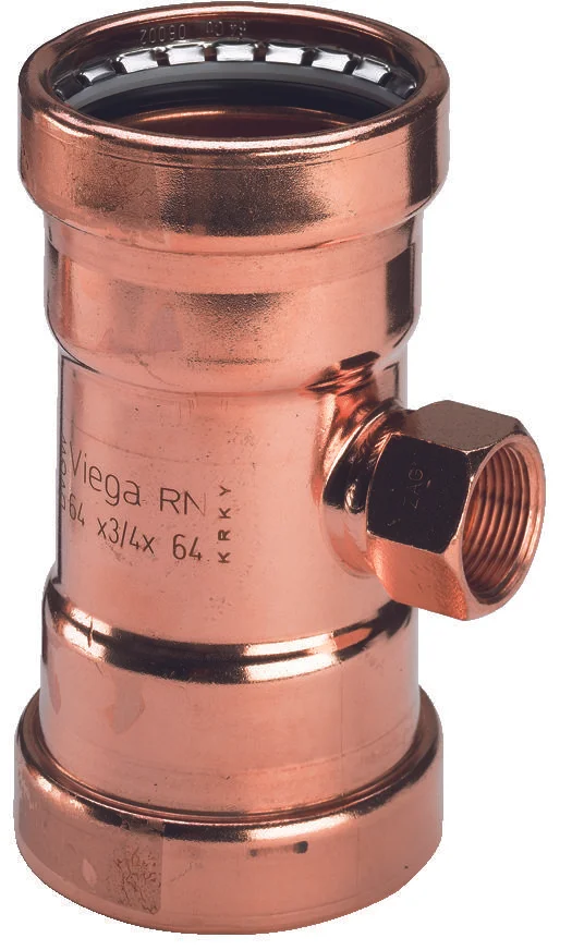 Viega Persovergangs-T-stuk koper 76.1 x 3/4" x 76.1F (drink)water Viega Profipress Koper 2417.2XL 534073