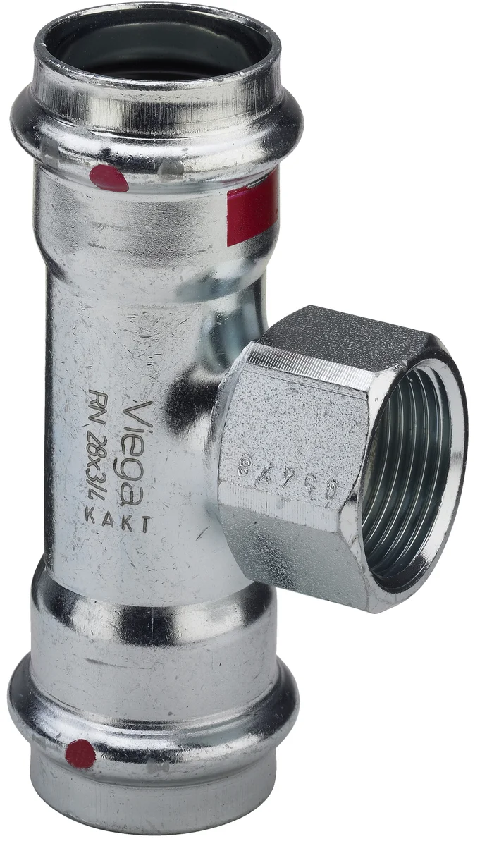 Viega Persovergangs-T-stuk staal 22 x 1/2" x 22F verwarming Viega Prestabo 1117.2 558901