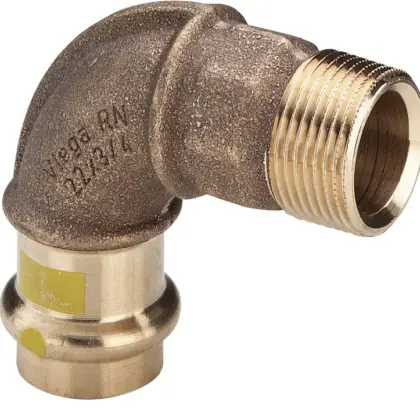 Viega Persovergangsbocht brons 22mm x 3/4" M 90° gas Viega Profipress G Koper 2614 345778