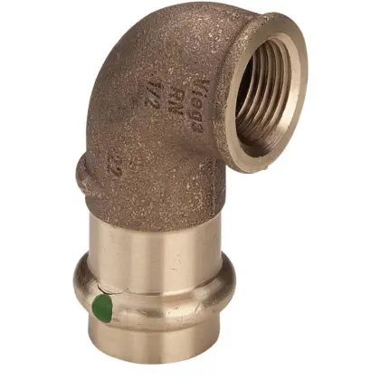 Viega Persovergangsknie brons 28mm x 1" F 90° (drink)water Viega Profipress Koper 2214.2 283728