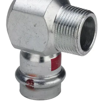 Viega Persovergangsknie staal 15mm x 1/2" M 90° verwarming Viega Prestabo 1114.1 559526