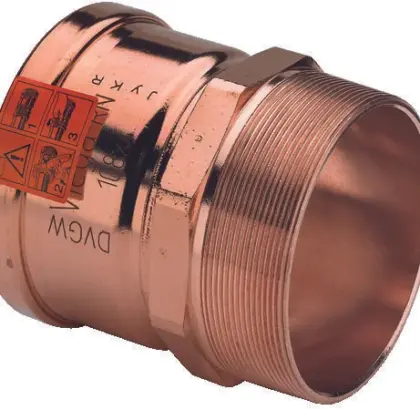 Viega Persovergangsstuk koper 76.1mm x 2.1/2" M (drink)water Viega Profipress Koper 2411XL 534134