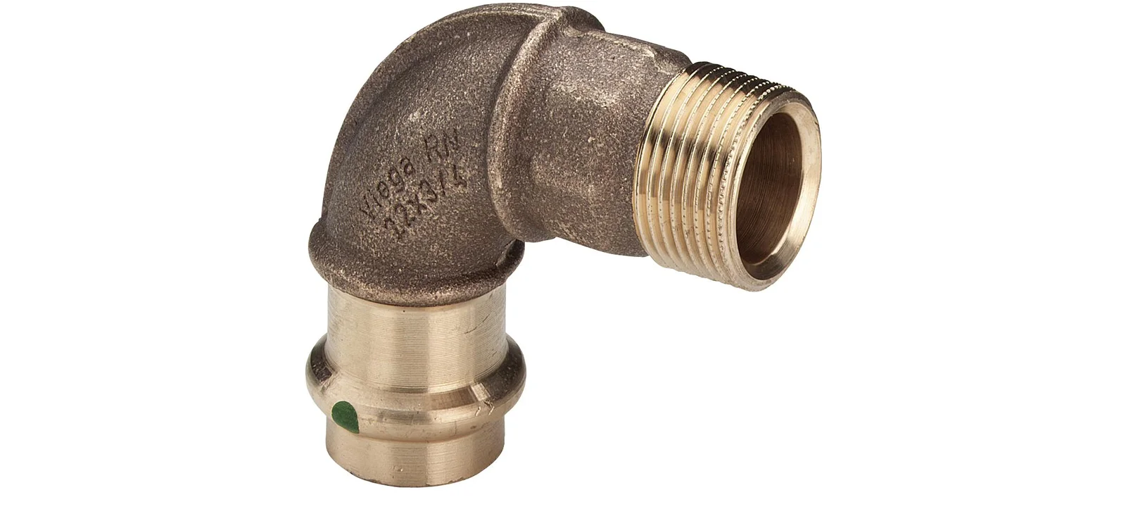 Viega Persovergangsbocht brons 22mm x 3/4" M 90° (drink)water Viega Profipress Koper 2214 115623