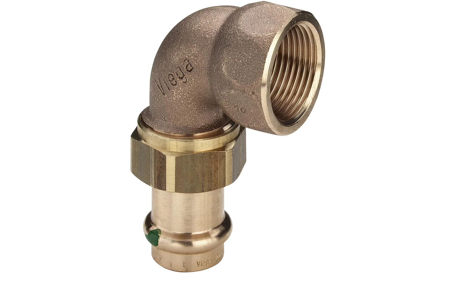 Viega Pers-3-delige kniekoppeling brons 15 x 1/2" F (drink)water Viega Profipress Koper 2255 125660