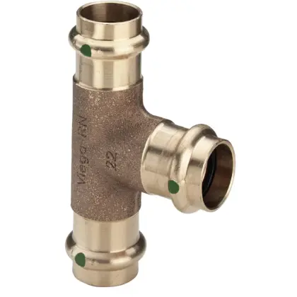 Viega Persverloop-T brons 42x35x35mm FFF (drink)water Viega Sanpress 2218 283551