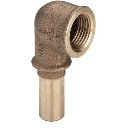 Viega Brons Pers knie 90 1/2 F X 15 M WATER Viega Profipress 2214.3 308001