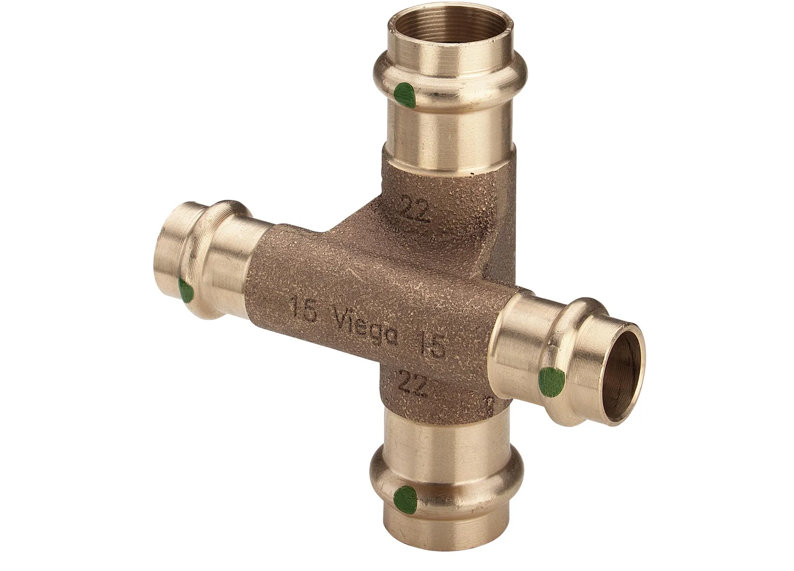 Viega Perskruisstuk Viega Profipress Koper brons 22mm (drink)water 323370