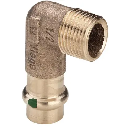 Viega Persovergangsknie brons 15mm x 1/2" M 90° (drink)water Viega Profipress Koper 2214.1 335281