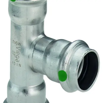 Viega Persverloop-T inox 54x35x54mm FFF (drink)water Viega Sanpress Inox 2318 436063