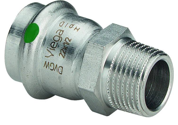 Viega Persovergangsstuk inox 15mm x 3/4" M (drink)water Viega Sanpress Inox 2311 436452