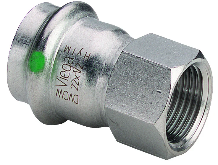 Viega Persovergangsstuk inox 22mm x 1" F (drink)water Viega Sanpress Inox 2312 436636
