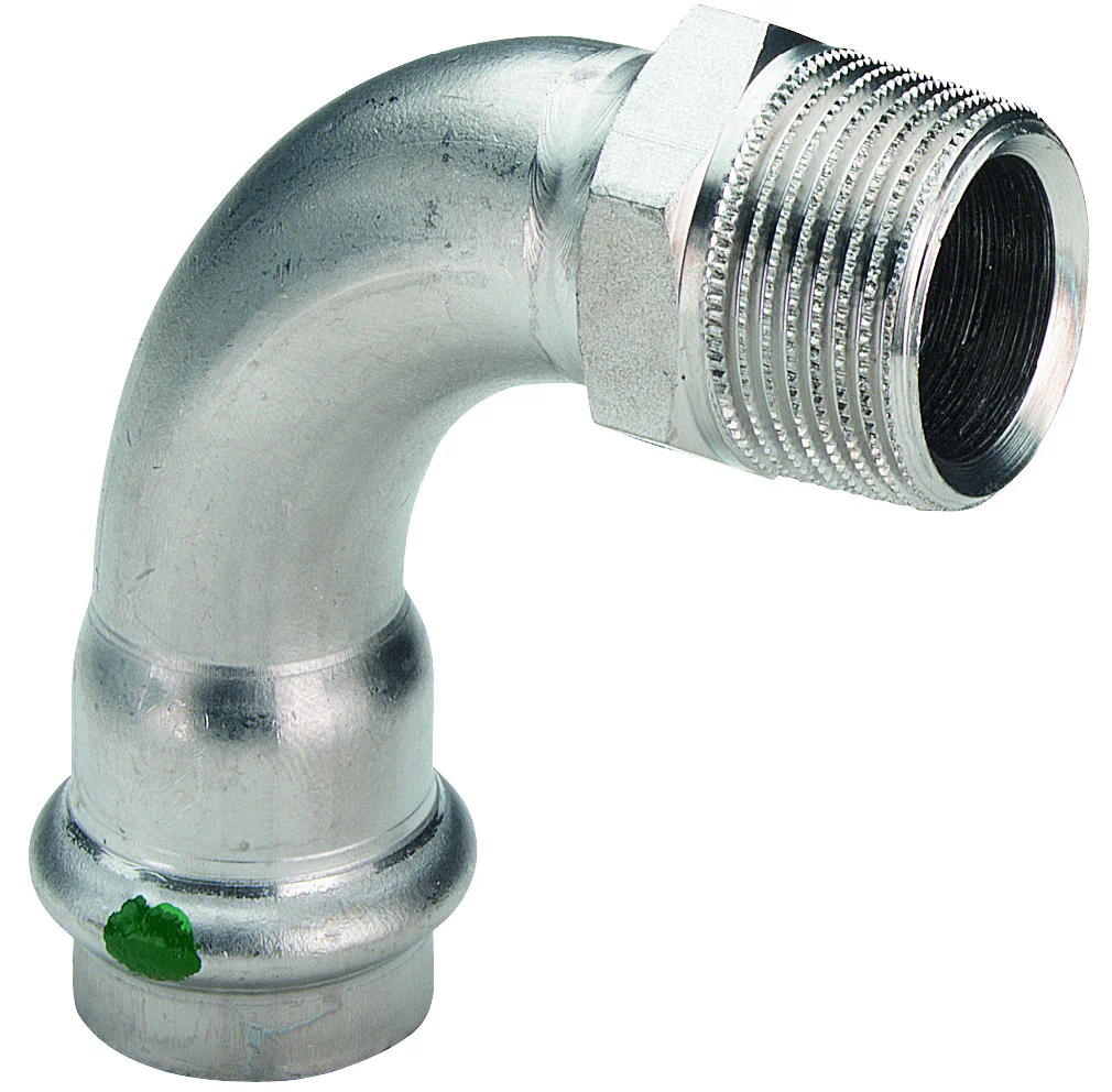 Viega Persovergangsbocht inox 18mm x 1/2" M 90° (drink)water Viega Sanpress Inox 2314 436902