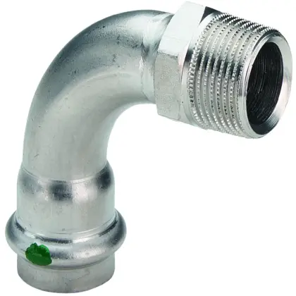 Viega Persovergangsbocht inox 18mm x 3/4" M 90° (drink)water Viega Sanpress Inox 2314 436919