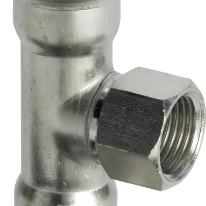 Viega Persovergangs-T-stuk inox 54 x 1/2" x 54F (drink)water Viega Sanpress Inox 2317.2 437237