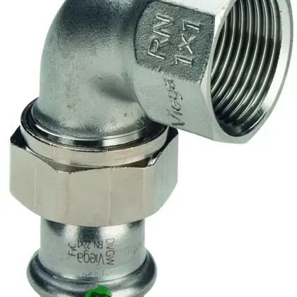 Viega Pers-3-delige kniekoppeling inox 35 x 5/4" F (drink)water Viega Sanpress Inox 2355 437350