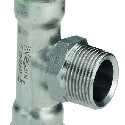 Viega Persovergangs-T-stuk inox 54 x 1" x 54M (drink)water Viega Sanpress Inox 2317.1 446031