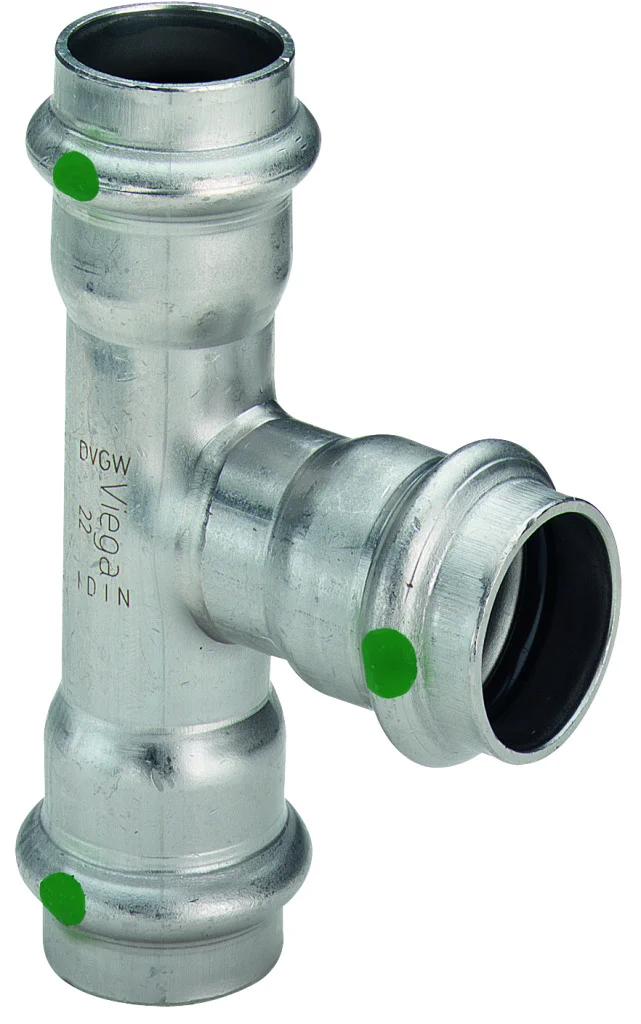 Viega Persverloop-T inox 18x15x15mm FFF (drink)water Viega Sanpress Inox 2318 452469