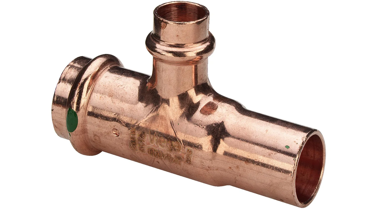 Viega Persverloop-T koper insteek FFM 22x15x22mm (drink)water Viega Profipress Koper 2418.1 477356