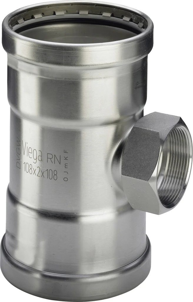 Viega Persovergangs-T-stuk inox 76.1 x 2" x 76.1F (drink)water Viega Sanpress Inox 2317.2XL 482879