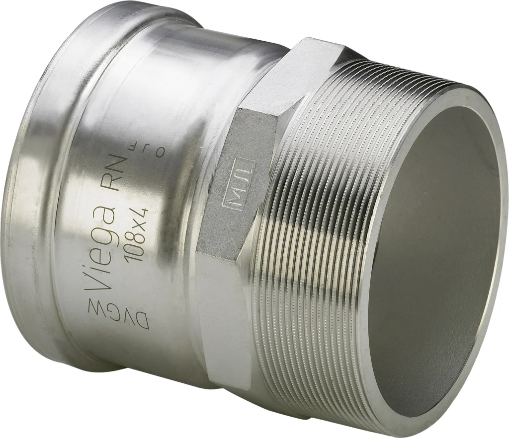 Viega Persovergangsstuk inox 76.1mm x 2.1/2" M (drink)water Viega Sanpress Inox 2311XL 482923