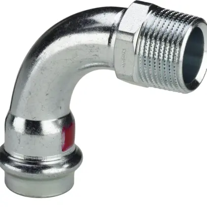 Viega Persovergangsbocht staal 35mm x 5/4" M 90° verwarming Viega Prestabo 1114 558451