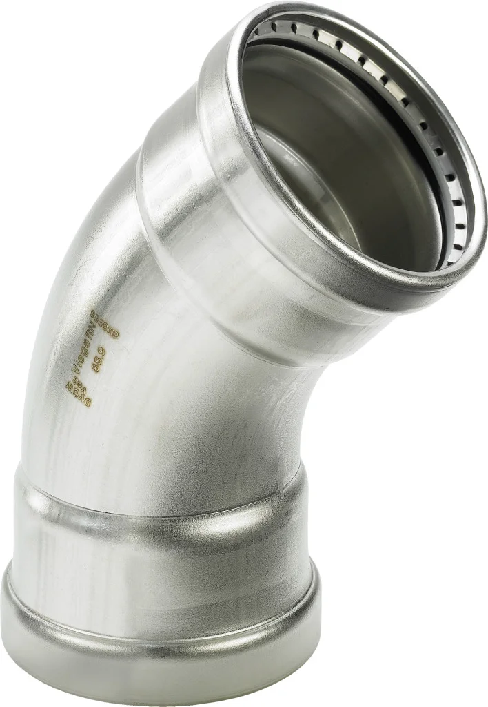Viega Persbocht inox 64mm FF 45° (drink)water Viega Sanpress Inox 2326XL 578008