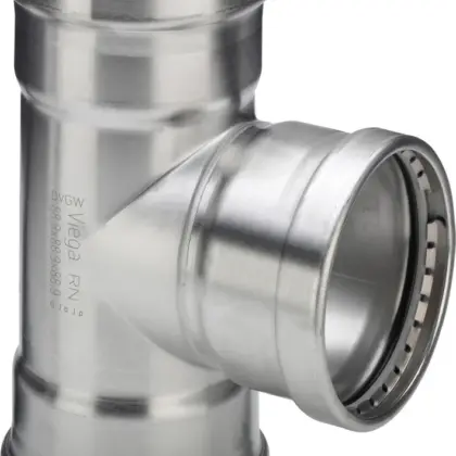 Viega Persverloop-T inox 64x54x64mm FFF (drink)water Viega Sanpress Inox 2318XL 578039