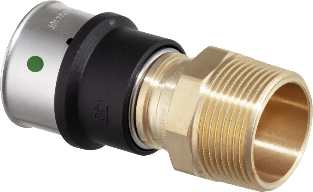 Viega Persovergangsstuk brons 32/3.2mm x 1" M (drink)water Viega Smartpress 6711 729592
