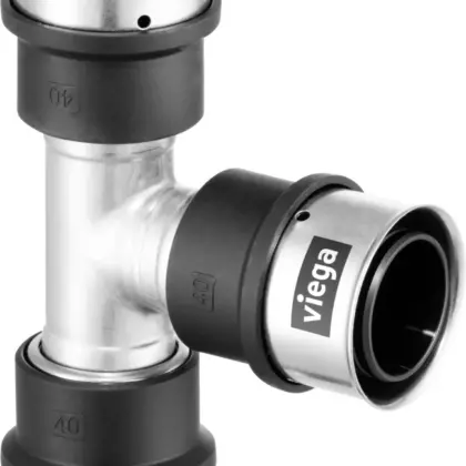 Viega Persverloop-T inox 63x40x63mm FFF (drink)water Viega Smartpress 6718 732851