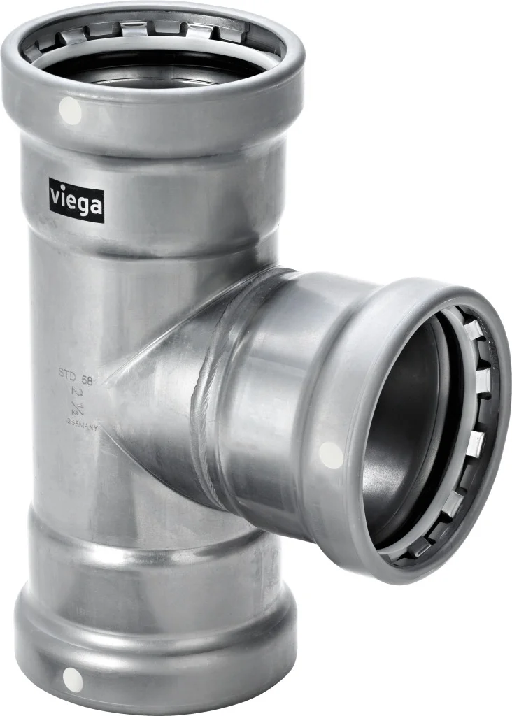 Viega Persverloop-T staal 76.1x33.7x76.1mm FFF verwarming Viega Megapress S 4218XL 751944