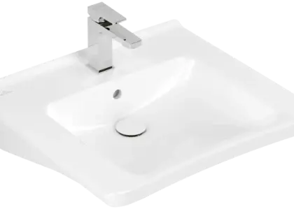Villeroy & Boch 4A806001 Villeroy & Boch ViCare wastafel voor mindervaliden 600 x 550 x 180 mm - wit - met kraangat - met overloop