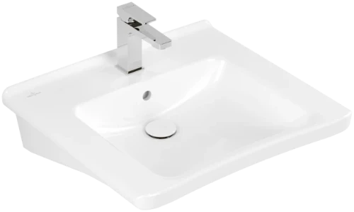 Villeroy & Boch 4A806001 Villeroy & Boch ViCare wastafel voor mindervaliden 600 x 550 x 180 mm - wit - met kraangat - met overloop