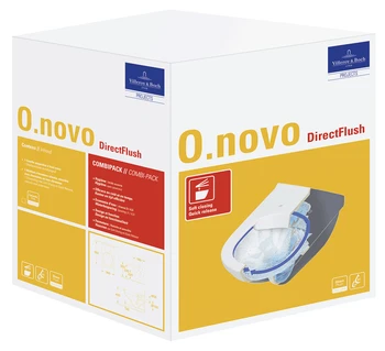 Villeroy & Boch 5660HR01 Villeroy & Boch O.Novo hangtoilet PACK DirectFlush (Hangtoilet + zitting met softclose) zonder spoelrand - wit - B360xD560 mm