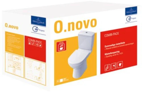 Villeroy & Boch O.Novo staand toilet PACK (onderpot + spoelbak + zitting met softclose) uitgang C - wit - B360xD680 mm 5661W301