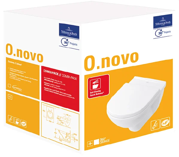 Villeroy & Boch Wandwc Villeroy & Boch O.novo diep spoelrand 36x56x wit combipack 5660H101