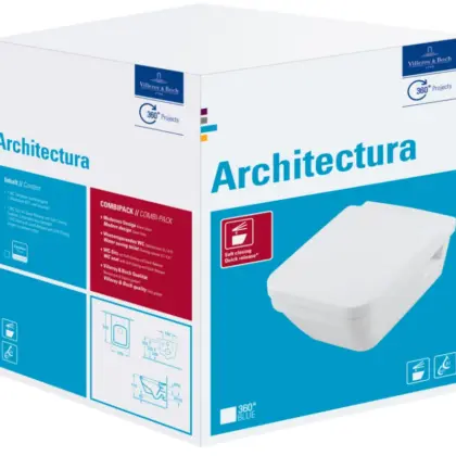 Villeroy & Boch Wandwc Villeroy & Boch Omnia architectura diep open spoelrand 37x53x wit vuilafstotend combipack 5685HRR1