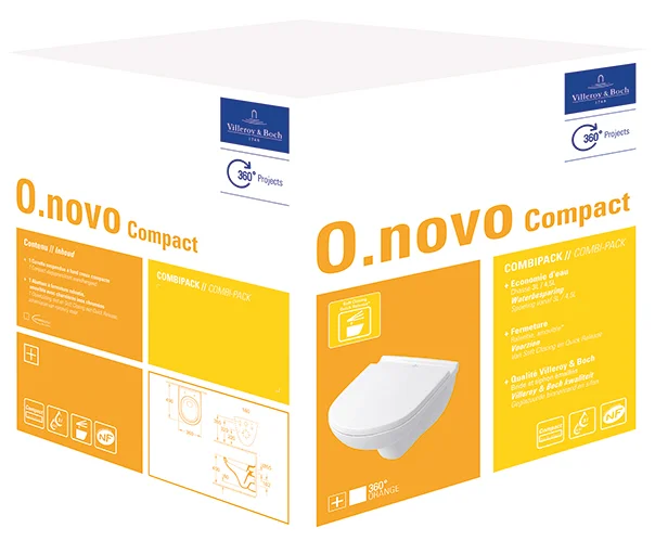 Villeroy & Boch Wandwc Villeroy & Boch O.novo diep spoelrand 36x49x wit combipack 5688H101
