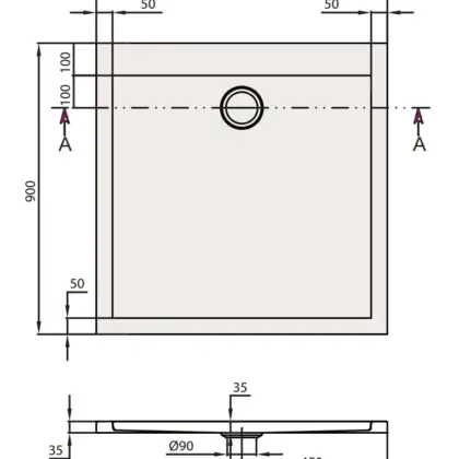 Villeroy & Boch Douchebak Villeroy & Boch Subway 900x900mm wit kunststof UDA0935SUB1V-01