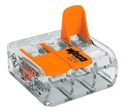 Wago 780221413 Wago Compact steekklem met hendel 3 x 0.2-4 mm (set 10st) - transparant - prijs per set