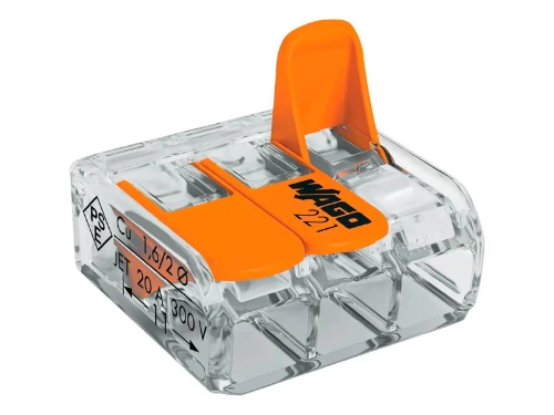 Wago Compact steekklem met hendel 3 x 0.2-4 mm (set 10st) - transparant - prijs per set 780221413