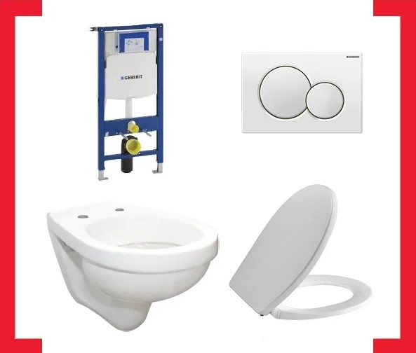 PAKKETSAN Wandwc - diep spoelrand 36x55.5x wit incl. spoelreservoir, softclose-bril en duwplaat PAKKETSAN