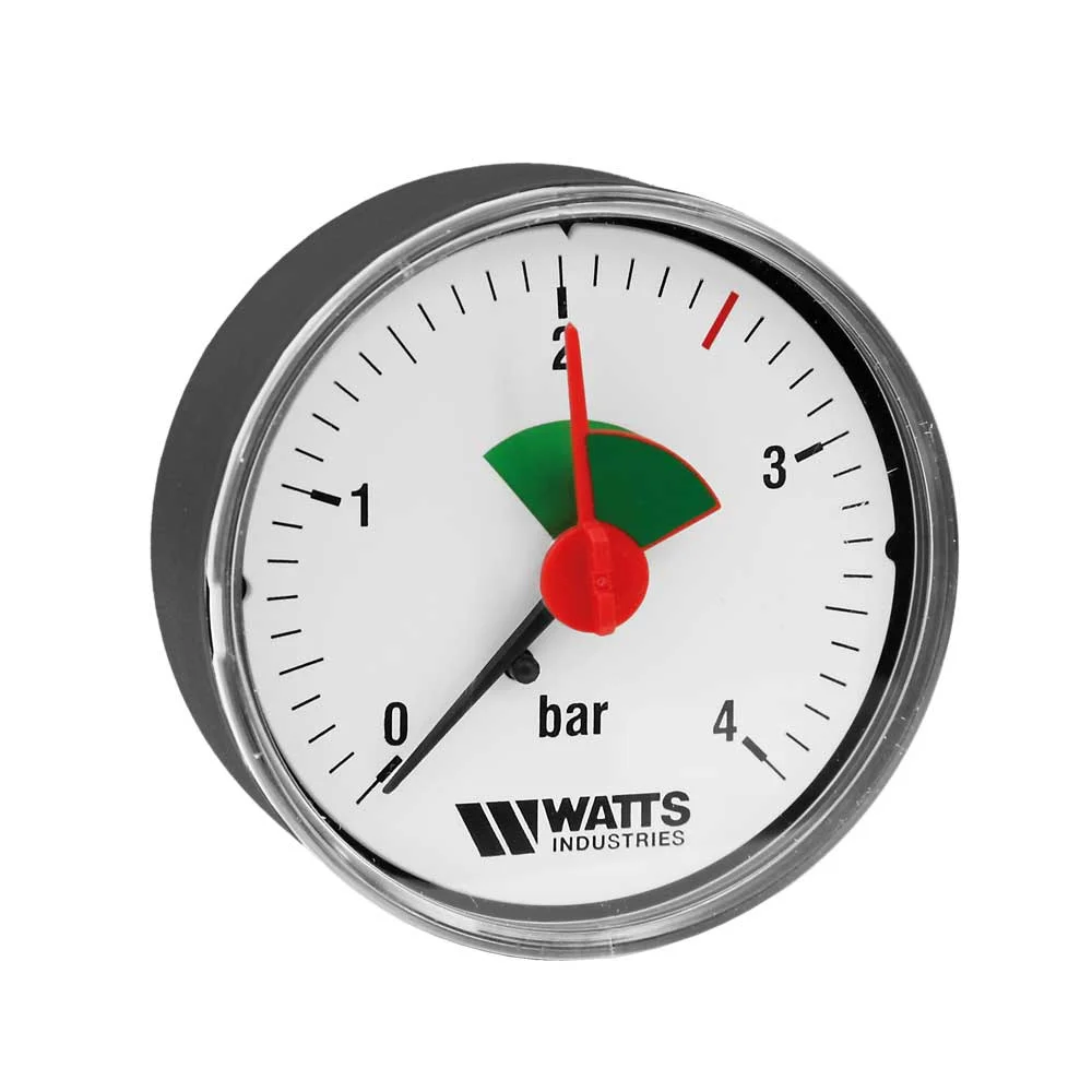 Watts ABS Manometer voor centrale verwarming axiaal 1/4 B 50 G 0-4 bar Watts 3301104